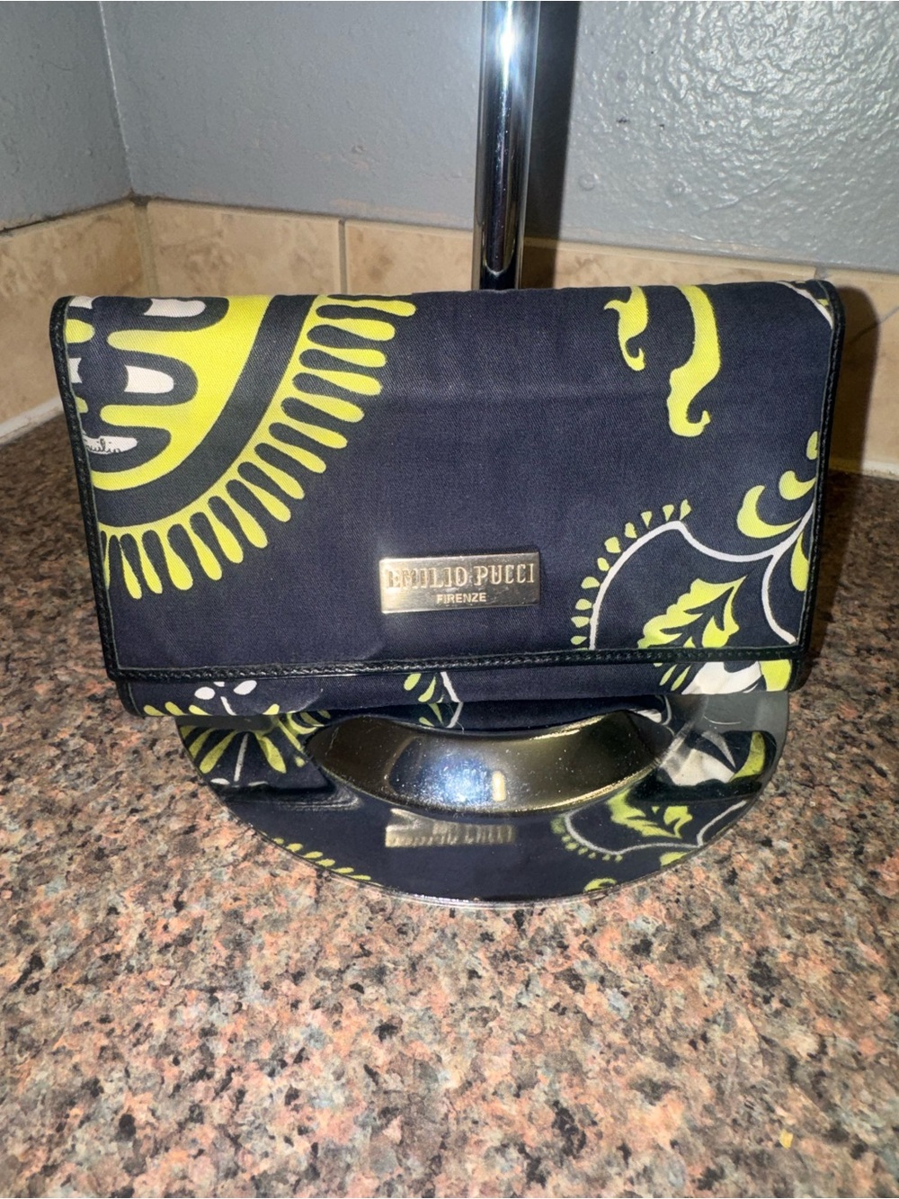 Emilio Pucci navy blue canvas wallet EUC retail $499